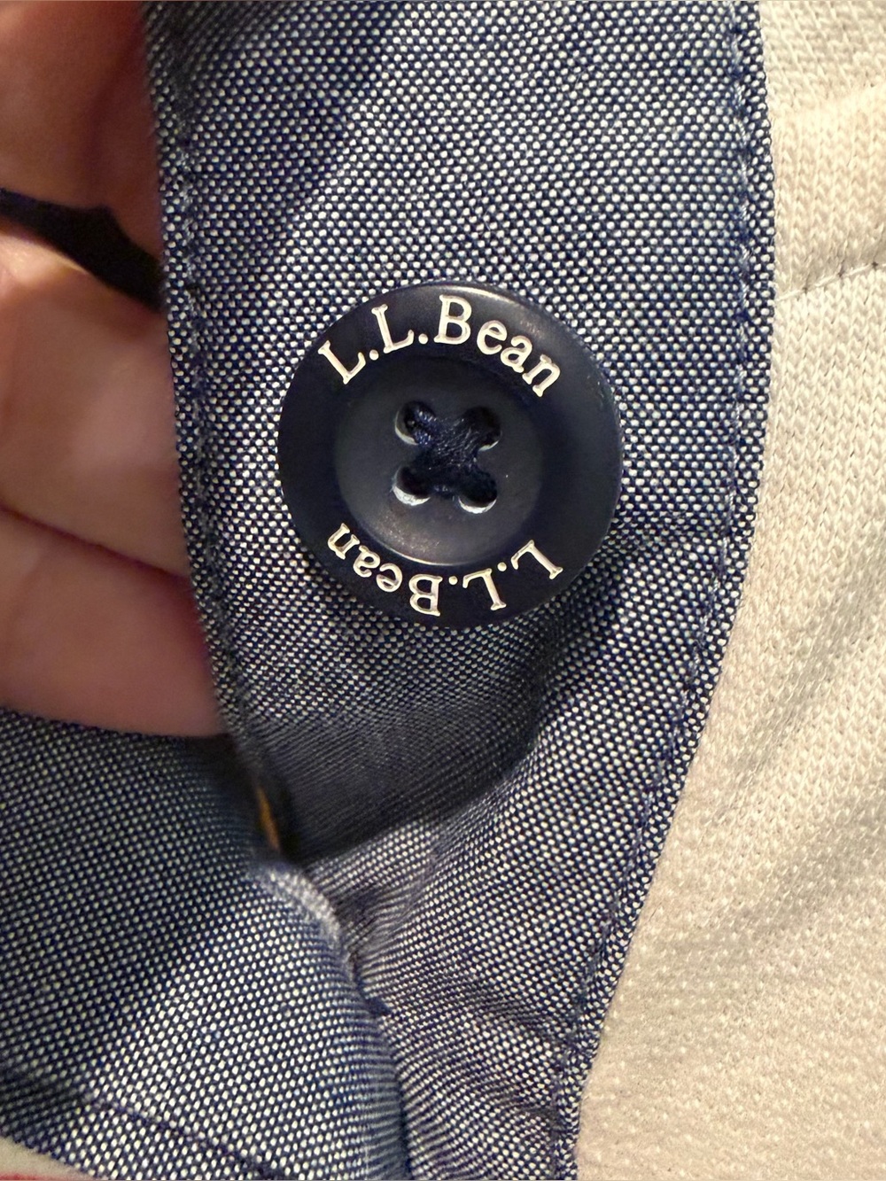 L.L. Bean Pullover Women's L Cream Cotton Striped Snap Neck Rugby Style Outdoor - Picture 5 of 11